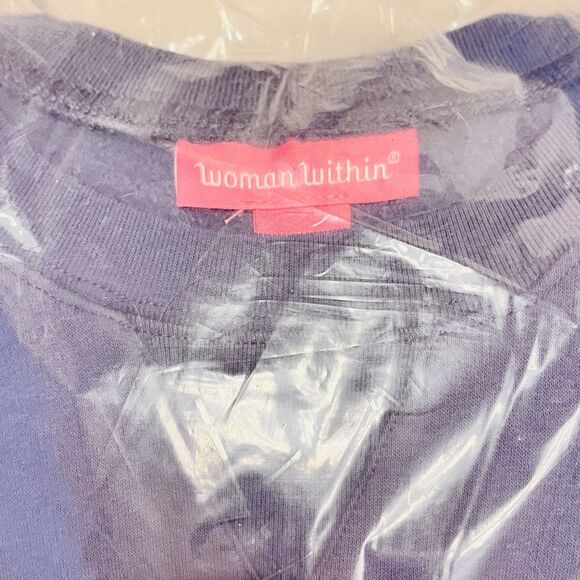 Woman Within Women's Plus Size 2X Fleece Sweatshirt Denim Blue Made In Taiwan - Picture 5 of 9